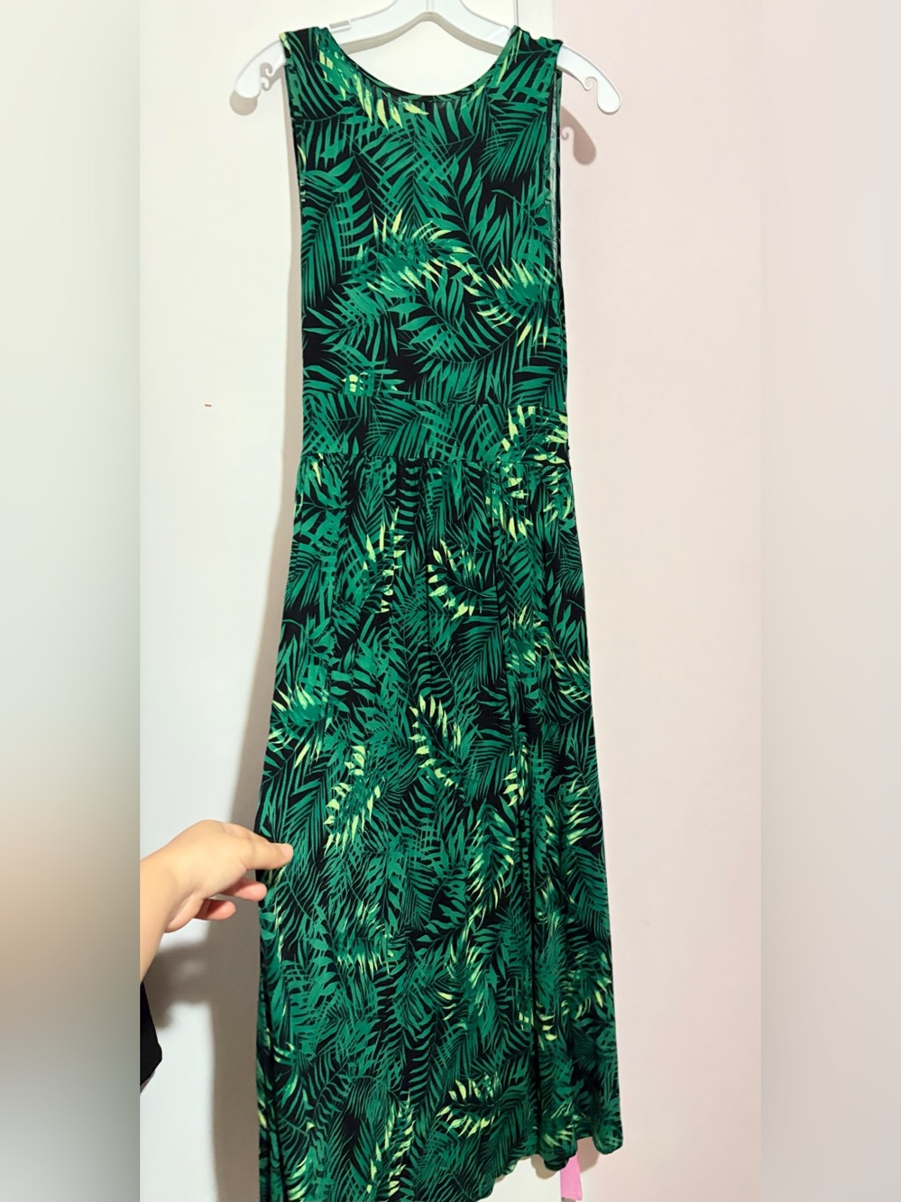 Sleeveless Green Tropical Print Wrap Maxi Dress - Picture 3 of 9